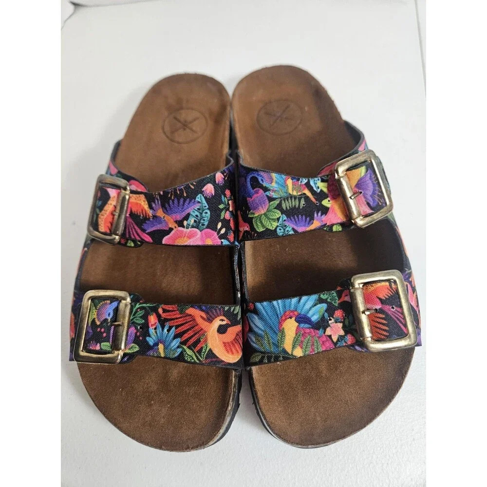 Inkkas Luzon Buckle Sandals Rainforest Tropical Print Women's Size 9